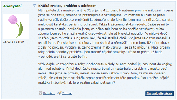 problém s udržením erekce