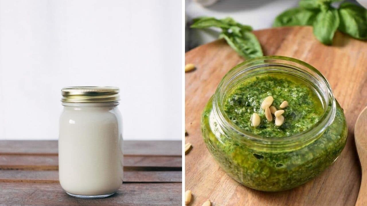 bílý jogurt a bazalkové pesto pro podporu libida